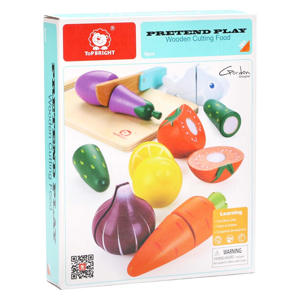 TopBright β Pretend & Play β Wooden Cutting Food β 9 Pieces