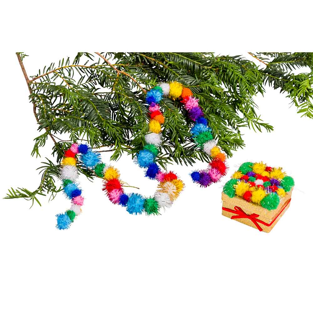 Assorted Glitter Pom Poms Jumbo Pack: 100 Pieces