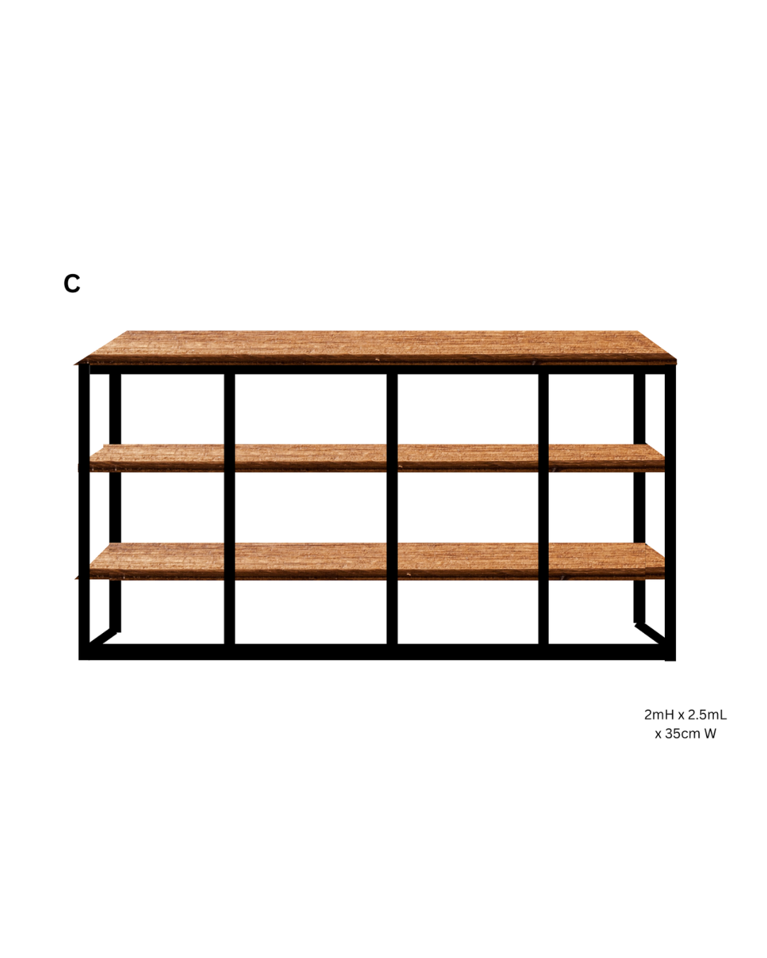 WOODEN AND STEEL STORAGE SHELVE UNIT