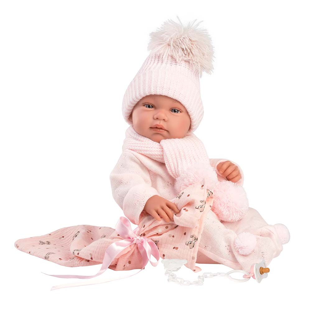 Llorens β Baby Girl Doll with Light Pink Beanie & Blanket: Tina β 43cm