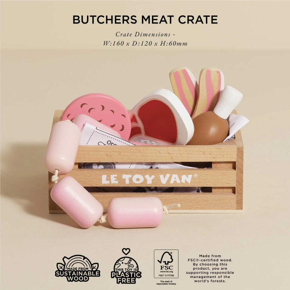 Wooden Butchers Meat Food Crate โ 7pcs