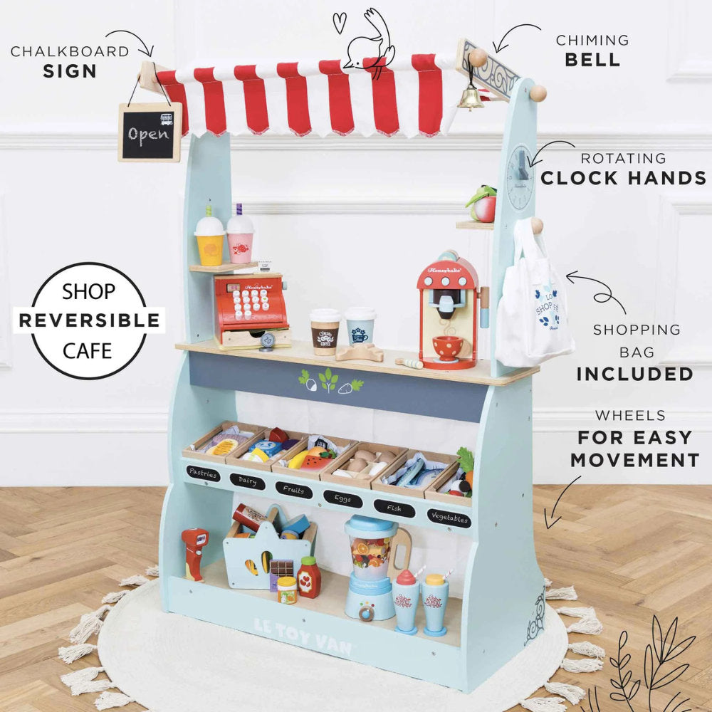Pretend Play – Wooden Shop & Cafe Market Stand
