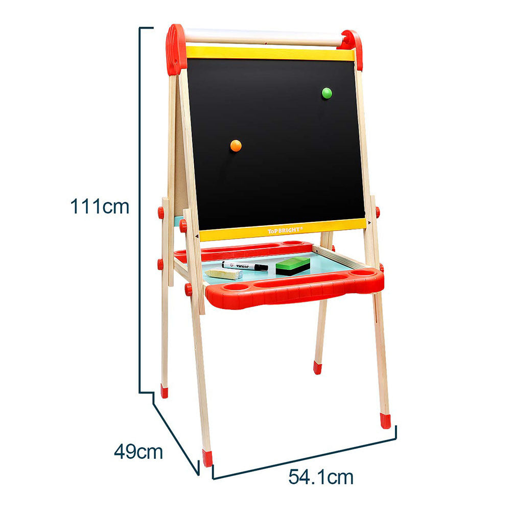 TopBright β 2 in 1 Deluxe Standing Art Easel β Adjustable Height β Black & White Board with Paper & Paint Holder
