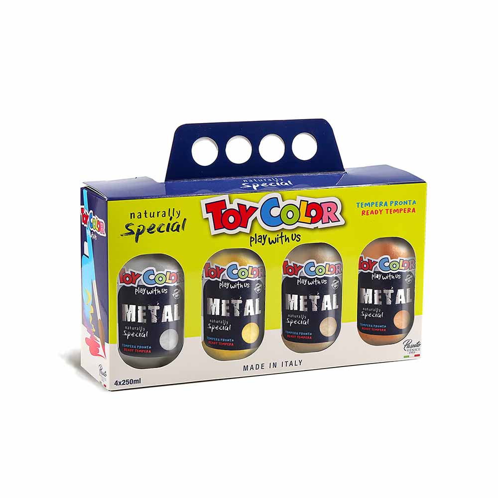Superwashable Ready-Mix Tempera Paint for Kids β Metallic Shades β 4 x 250ml