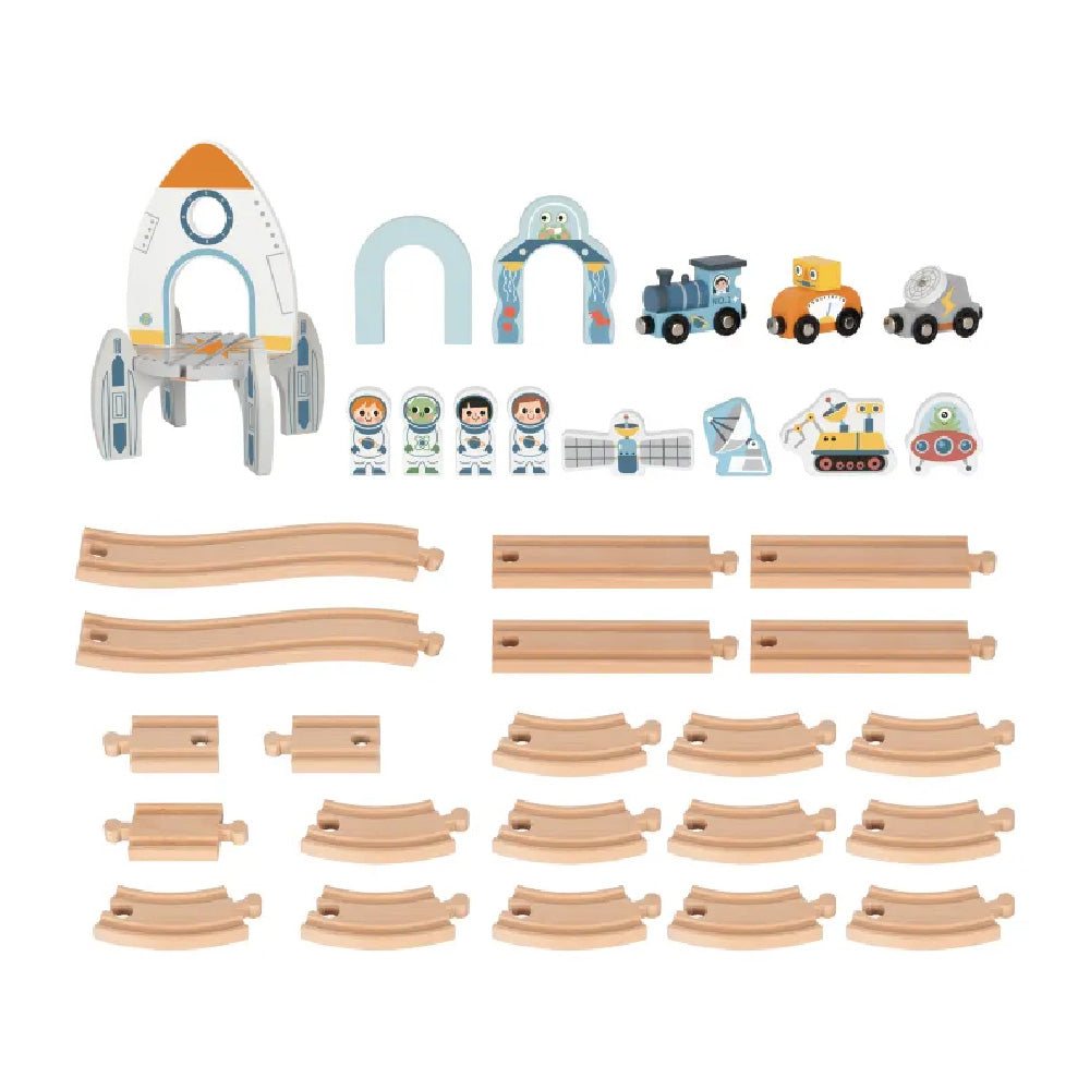 TookyToy β Wooden Space Station Train Set