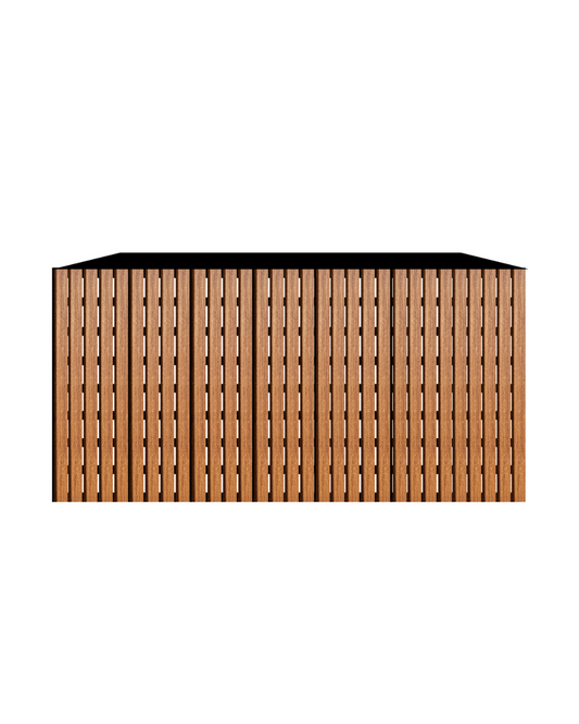 OUTDOOR WOOD AND METAL RECEPTION DESK