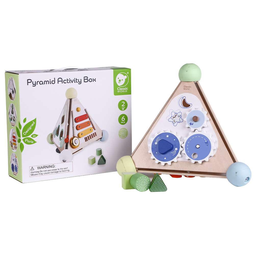 Pyramid Activity Box – Four Sided Multi-Activity Busy Board