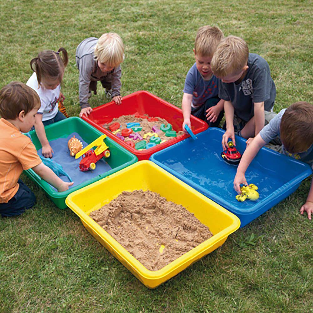 Sand & Water Sensory Trays – 4 Pieces (Blue, Red, Green, Yellow)