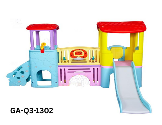 Dbl tower with single slide Toddler Playhouse.