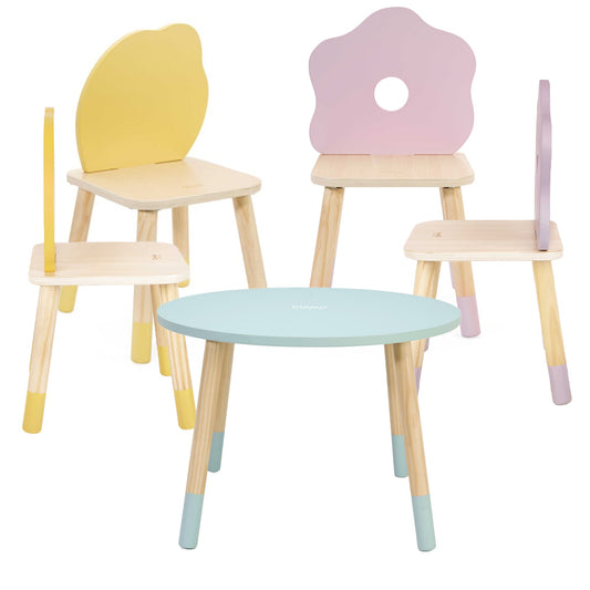 Classic World – Grace Table & Chair Set – 5 Pieces – 2x Lemon 2x Flower