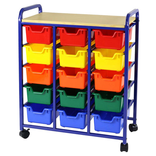 Roll & Multi-Coloured Storage Bin Organiser – 15 Bins