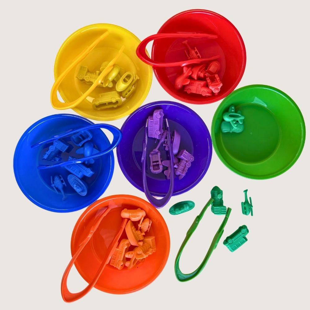 Colour Sorting Bowls & Tweezers Set – 12pcs