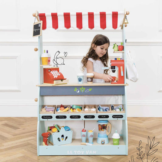 Pretend Play – Wooden Shop & Cafe Market Stand
