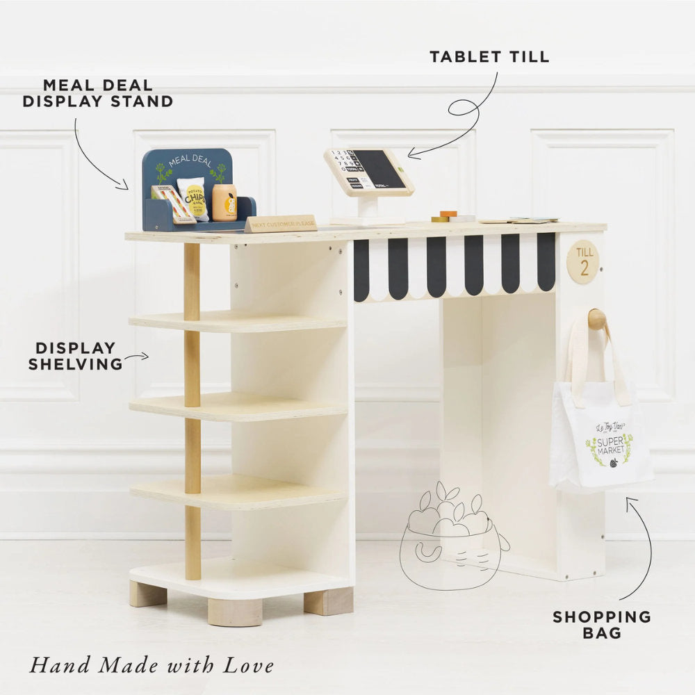 Pretend Play – Wooden Supermarket Till Checkout & Accessories
