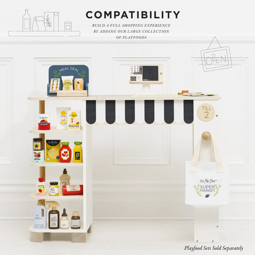 Pretend Play – Wooden Supermarket Till Checkout & Accessories