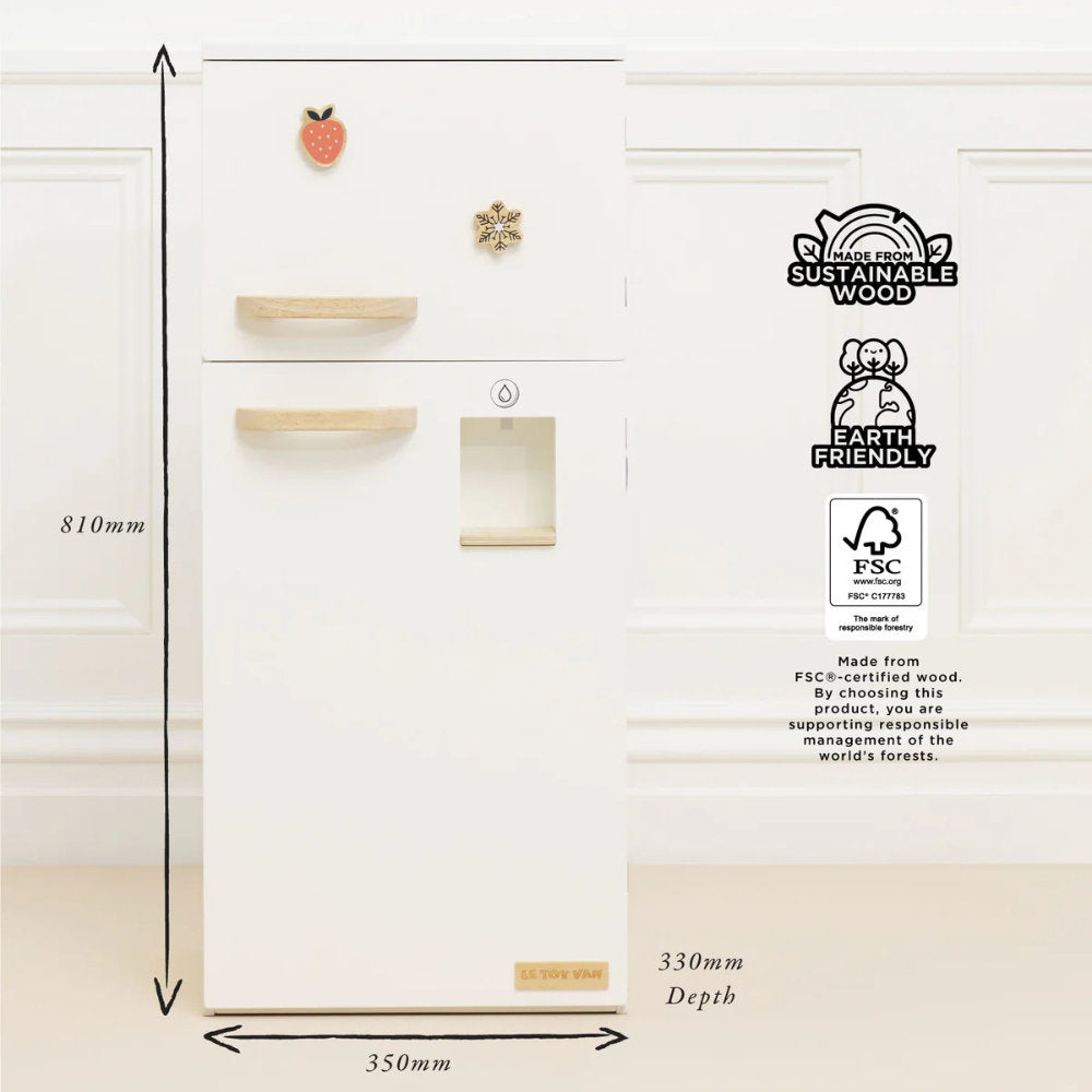 Wooden Freestanding Fridge Freezer – 10pcs Pretend & Play
