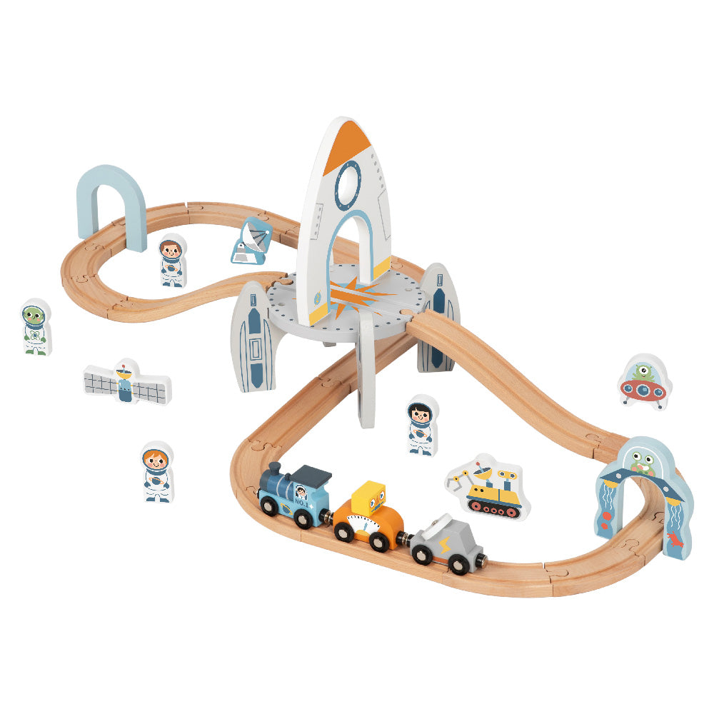 TookyToy – Wooden Space Station Train Set